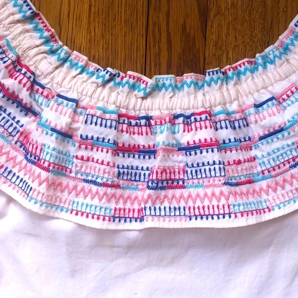 Anthropologie PARKER Jenay Off shoulder Embroidered Peasant Cotton Blouse Size S - Picture 3 of 9